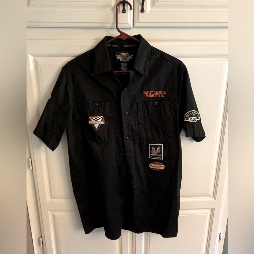 Vintage Harley Davidson An American Legend , Black & and orange button up